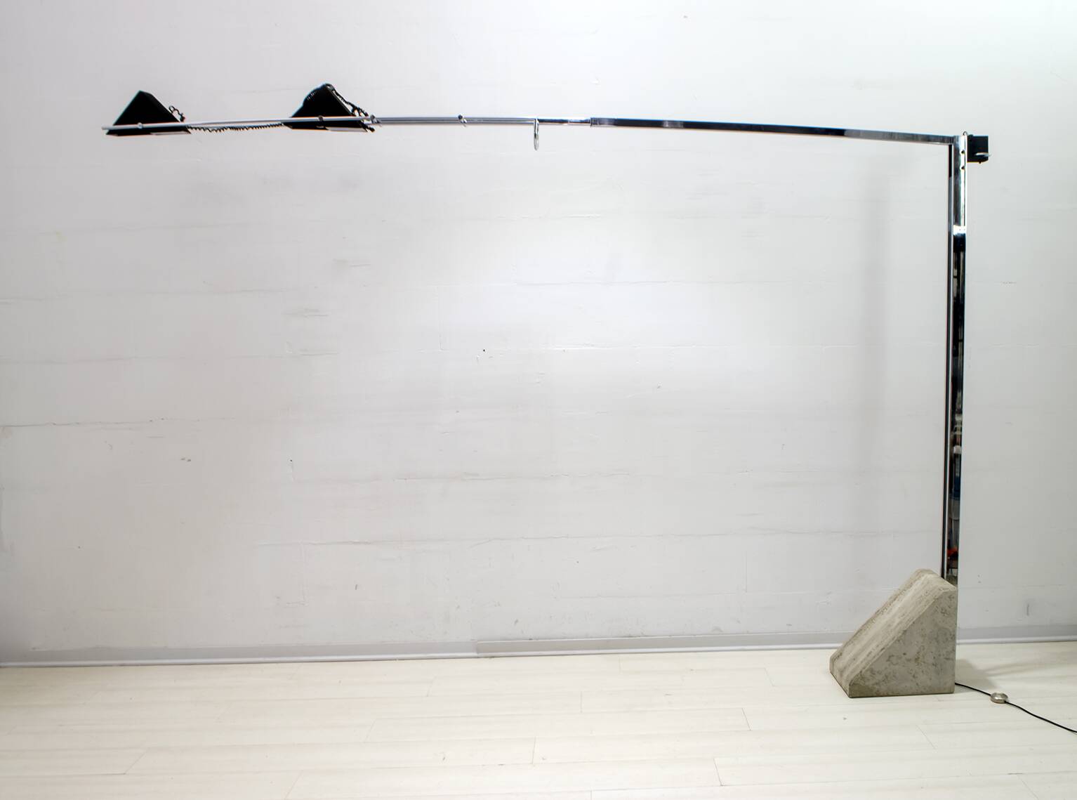 Mid-Century Modern Italian Steel and Travertine Floor Lamp, 1970s