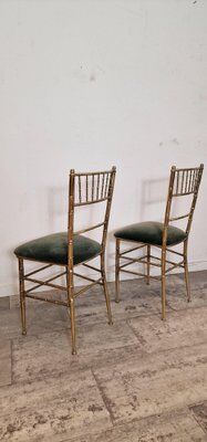 Set of 2 opera chairs in faux bamboo, France, 1940s
