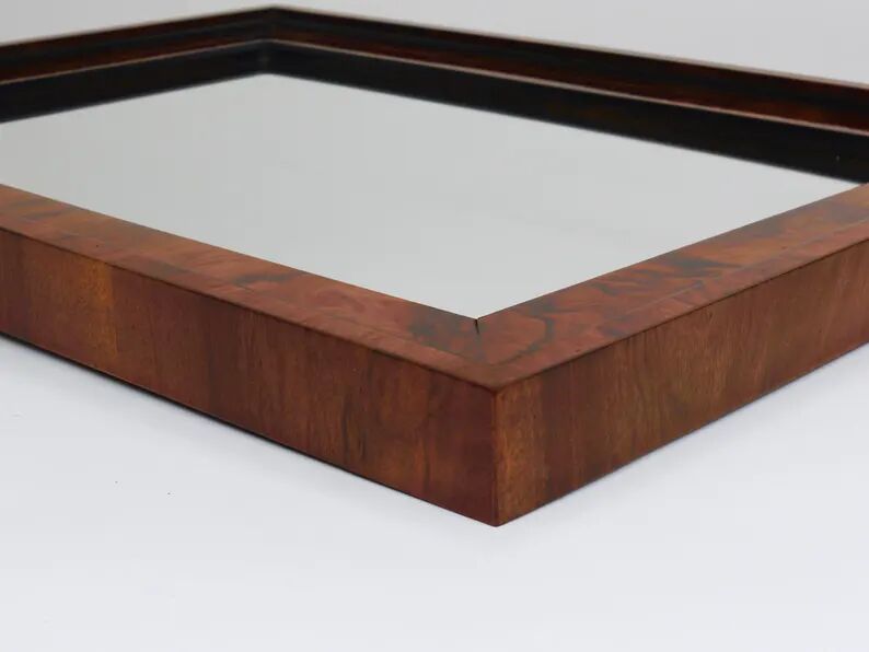 Square Biedermeier Antique 19th Century Walnut Wall Mirror, Vienna, 1850s