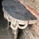 Louis XVI style console in carved wood beige patinated above gray marble