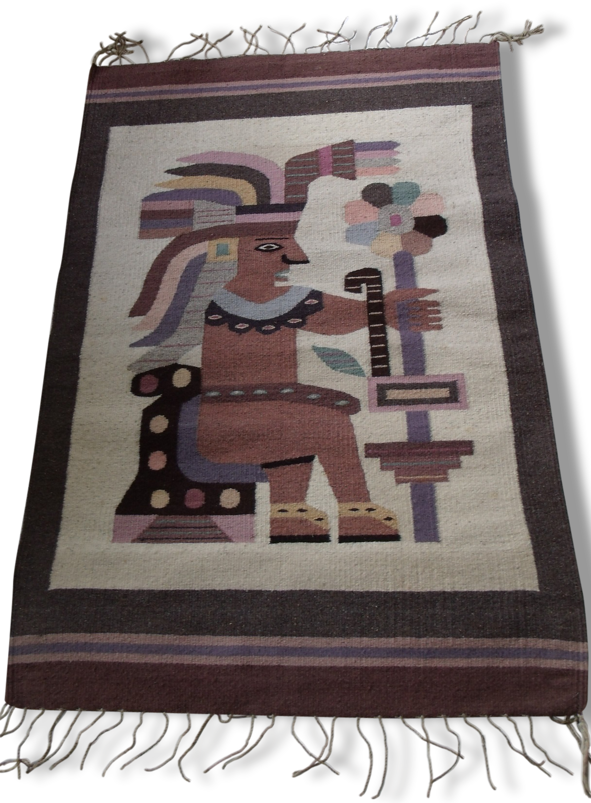 Carpet wool decorative Mexican ethnic, 146 x 97