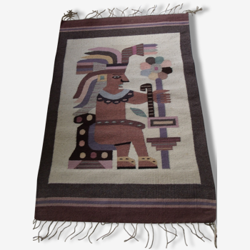 Tapis laine décoratif mexicain éthnique, 146x97