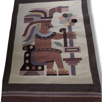 Carpet wool decorative Mexican ethnic, 146 x 97