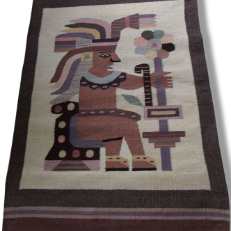 Tapis laine décoratif mexicain éthnique, 146x97