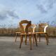 Vintage dining set - blond oak 1970s - extendable table and 4 chairs