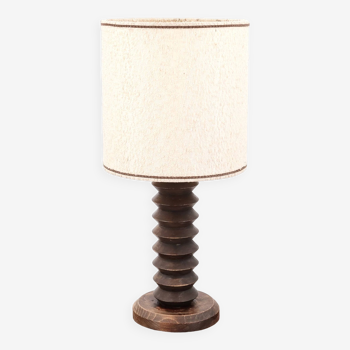 Wooden column lamp  Charles Dudouyt style , 1940s