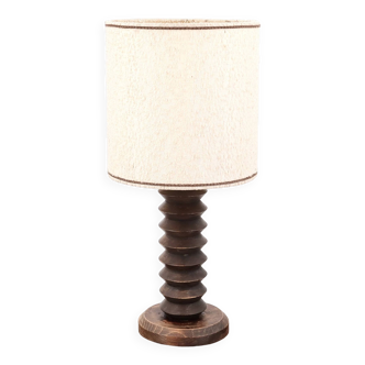 Wooden column lamp  Charles Dudouyt style , 1940s