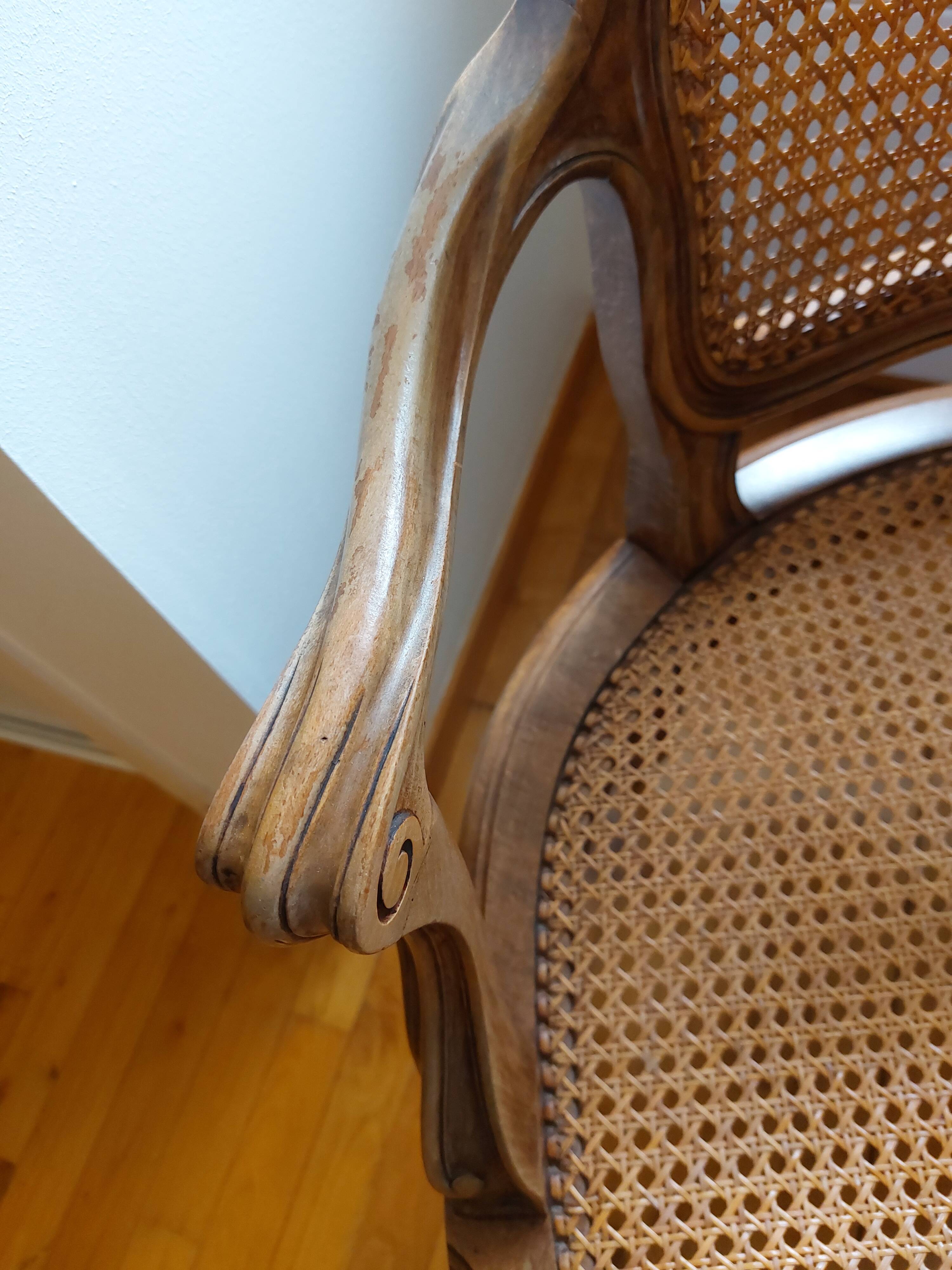 Louis XV style caned armchair