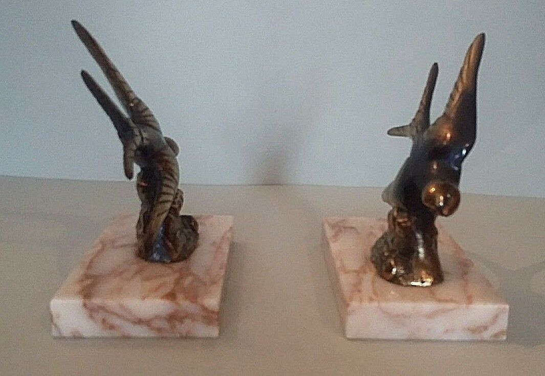 Pair of art deco swallows bookends