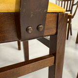 Lot de 6 chaises bistrot fauteuils en bois et simili jaune vintage année 80
