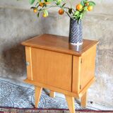Blonde wood bedside table