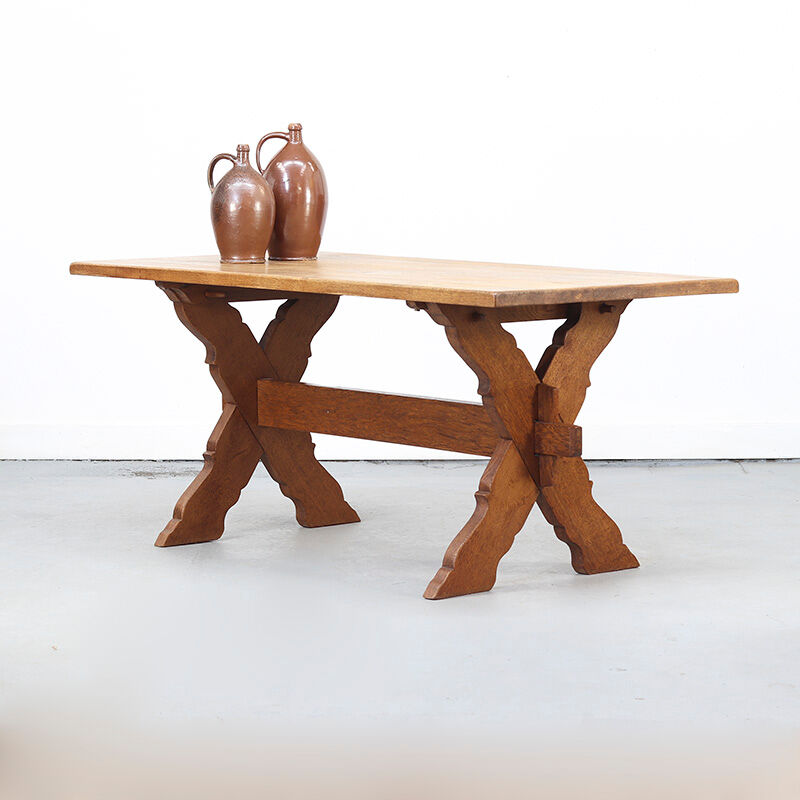 Vintage Rustic Brutalist Dining Table