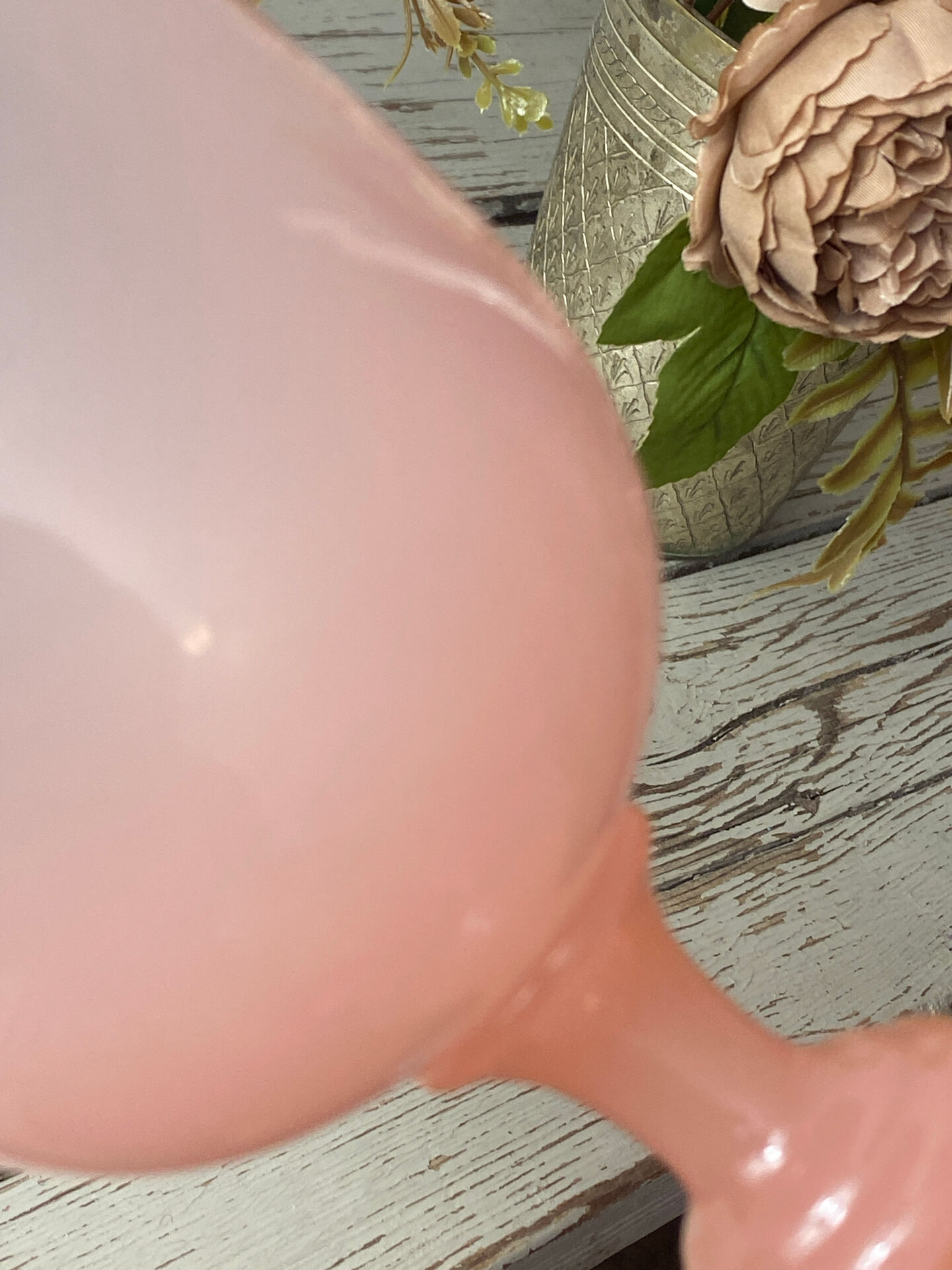 Goblet, stemmed glass in pink opaline, Portieux