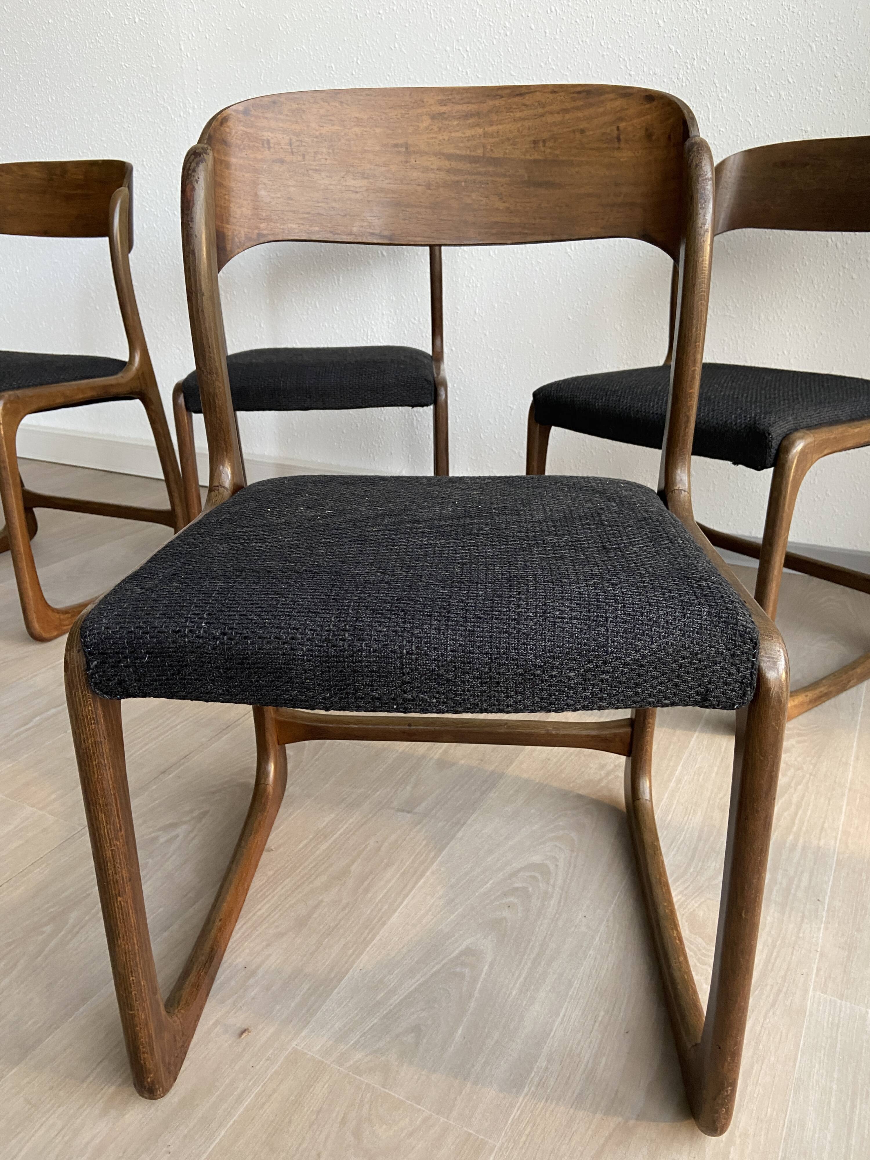 Set of 4 baumann chairs model sled 1960