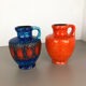 Set of 2 Multi-Color Fat Lava Op Art Pottery Vase Made Bay Ceramics, Germany