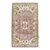 Rare Tapis Vintage Anatolie | Rose Antique & Crème Floral Rug, 185x314 Cm