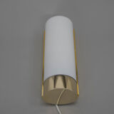 Brass and opaline glass wall lamp, glashutte limburg, 1970s