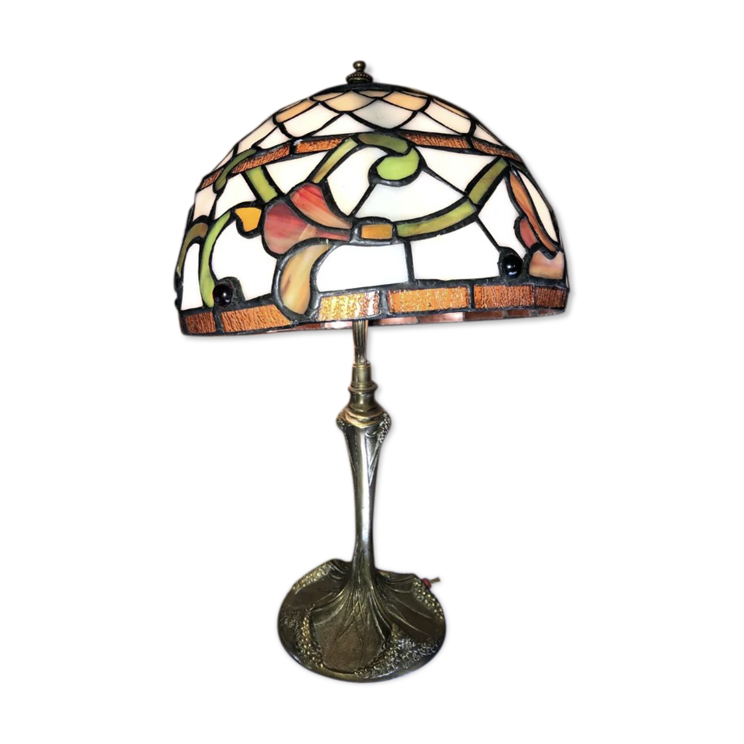 Lamp signed Georges Leleu era Art Nouveau Tiffany hat