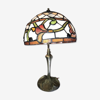 Lampe signé Georges Leleu époque art nouveau  chapeau Tiffany