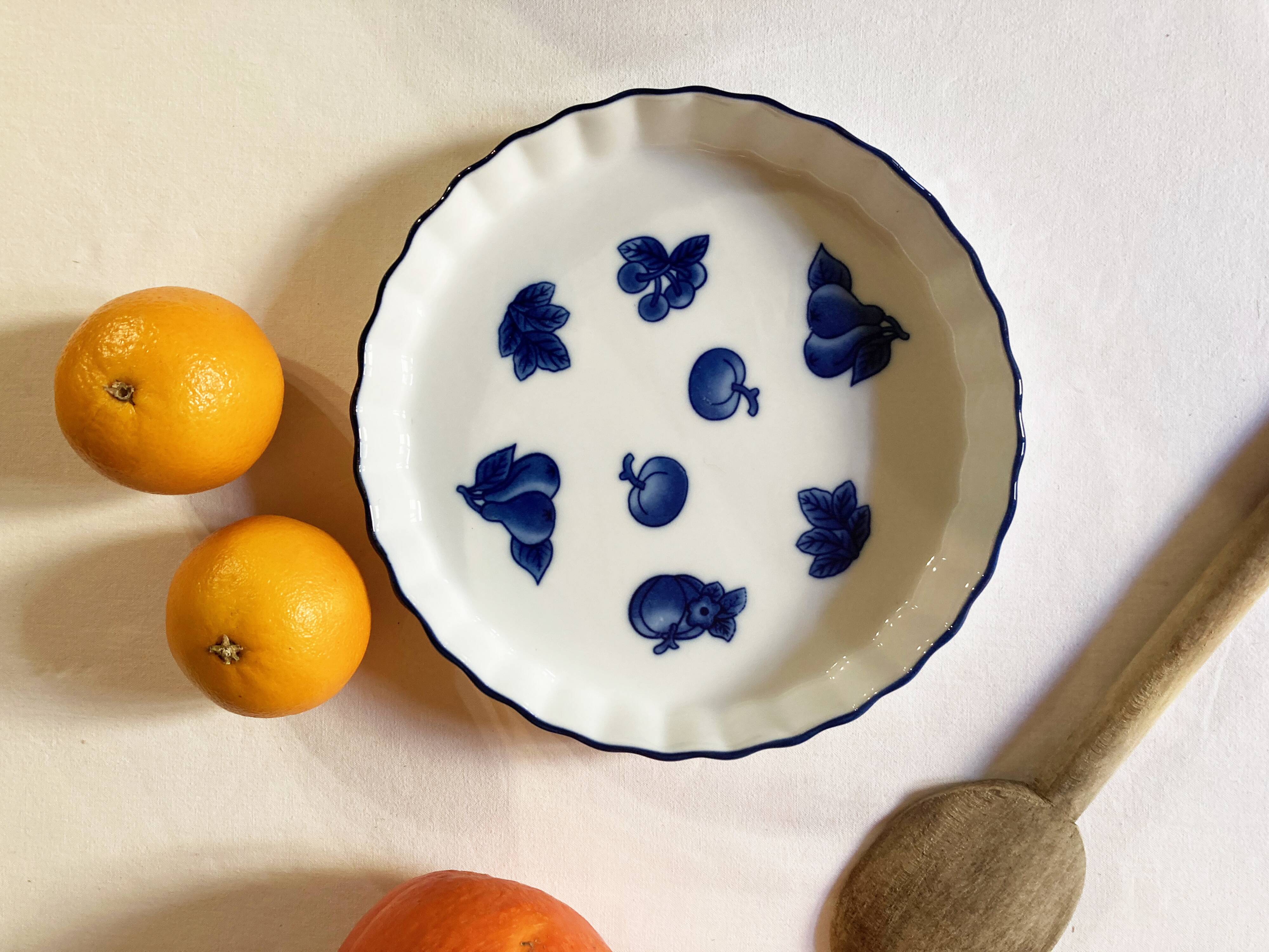 Plat à tarte en porcelaine Afibel, années 1970