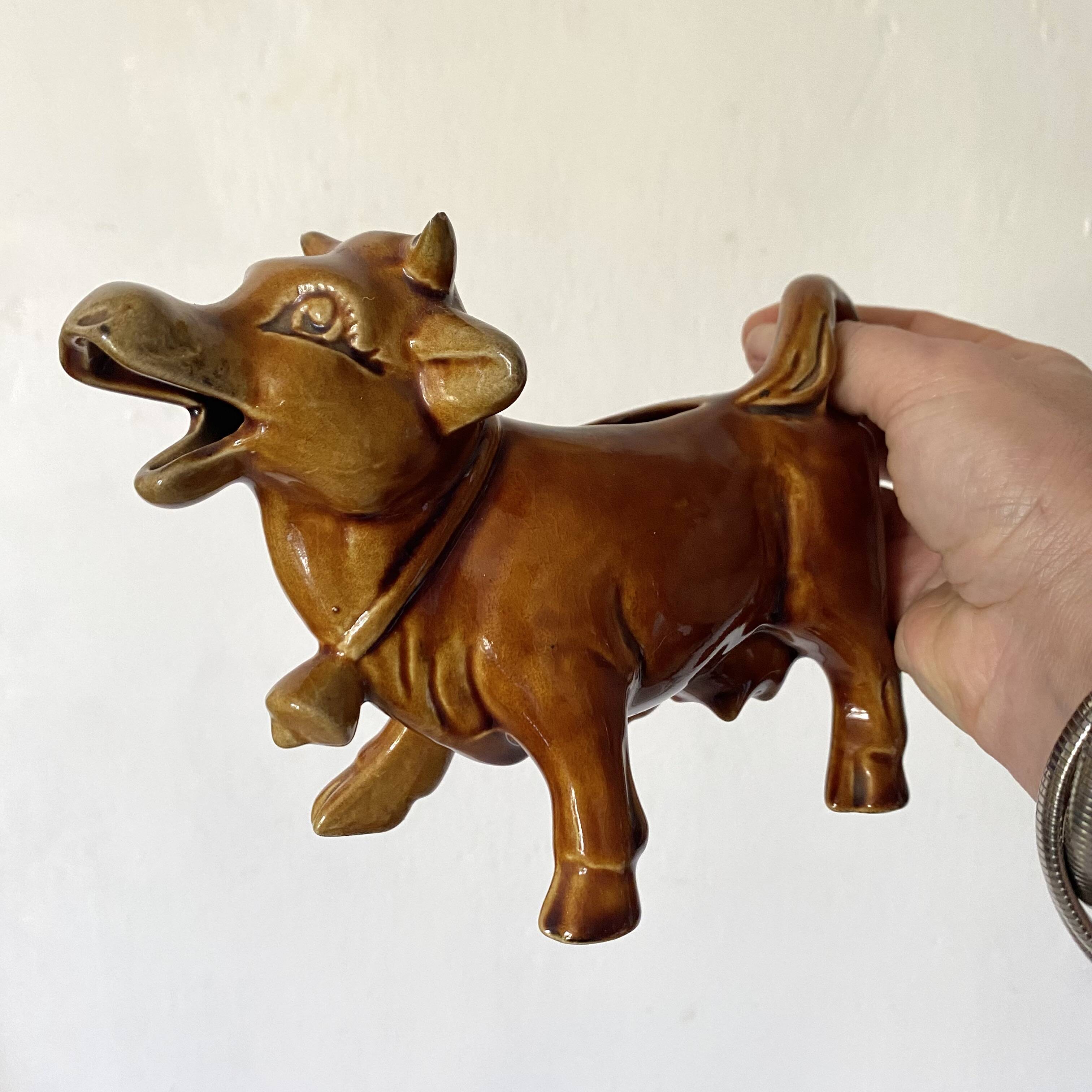 Creamer, zoomorphic cow milk jug Arthur Wood, England