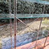 Modular metal chrome and vintage glass shelves from the 1970s.