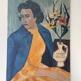 Female portrait – Modernist painting from the 1950s – School of Paris – Jean Be