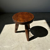 Brown solid wood stool flat circular seat