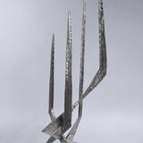 Brutalist candlestick in struck steel