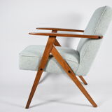 Vintage original armchair, fully restored, 1960s, green upholstery