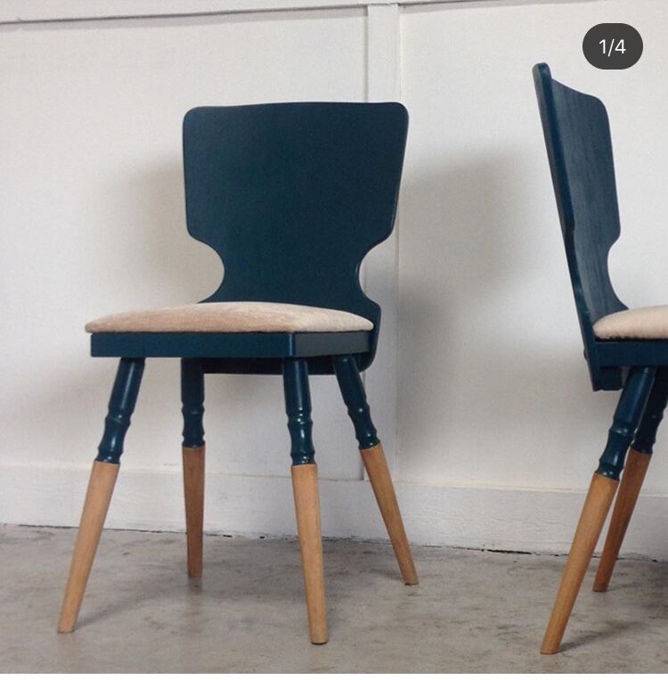 Pair of petrol blue scandinavian chairs