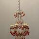 Vintage italian murano glass crystal macaroni beaded chandelier, 1950s