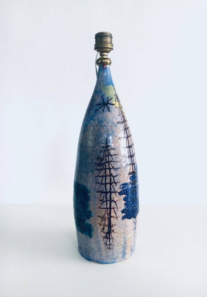 Mid-Century Design Art Studio Ceramic Table Lamp by Cacf Faenza, Italy, 1950s