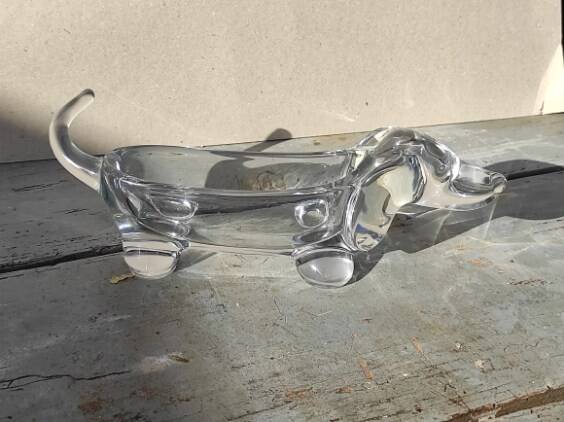 Crystal art dachshund dog tray Vannes Le Chatel
