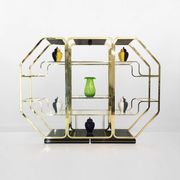 Brass Glass Octagonal Etagere Hollywood Regency 70s Midcentury