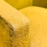 Vintage 60s armchair in cumin yellow terry fabric