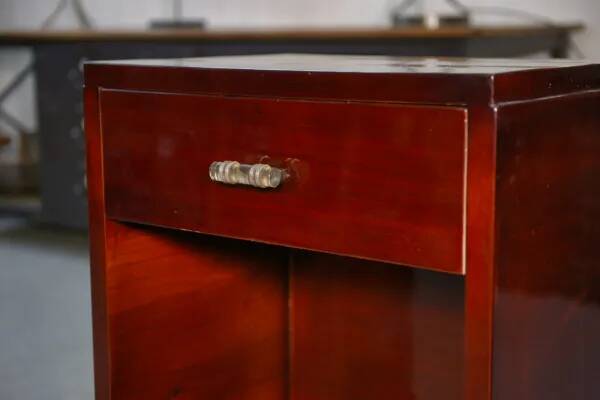 Art Deco mahogany bedside table/occasional unit with lacquered finish, 1930s