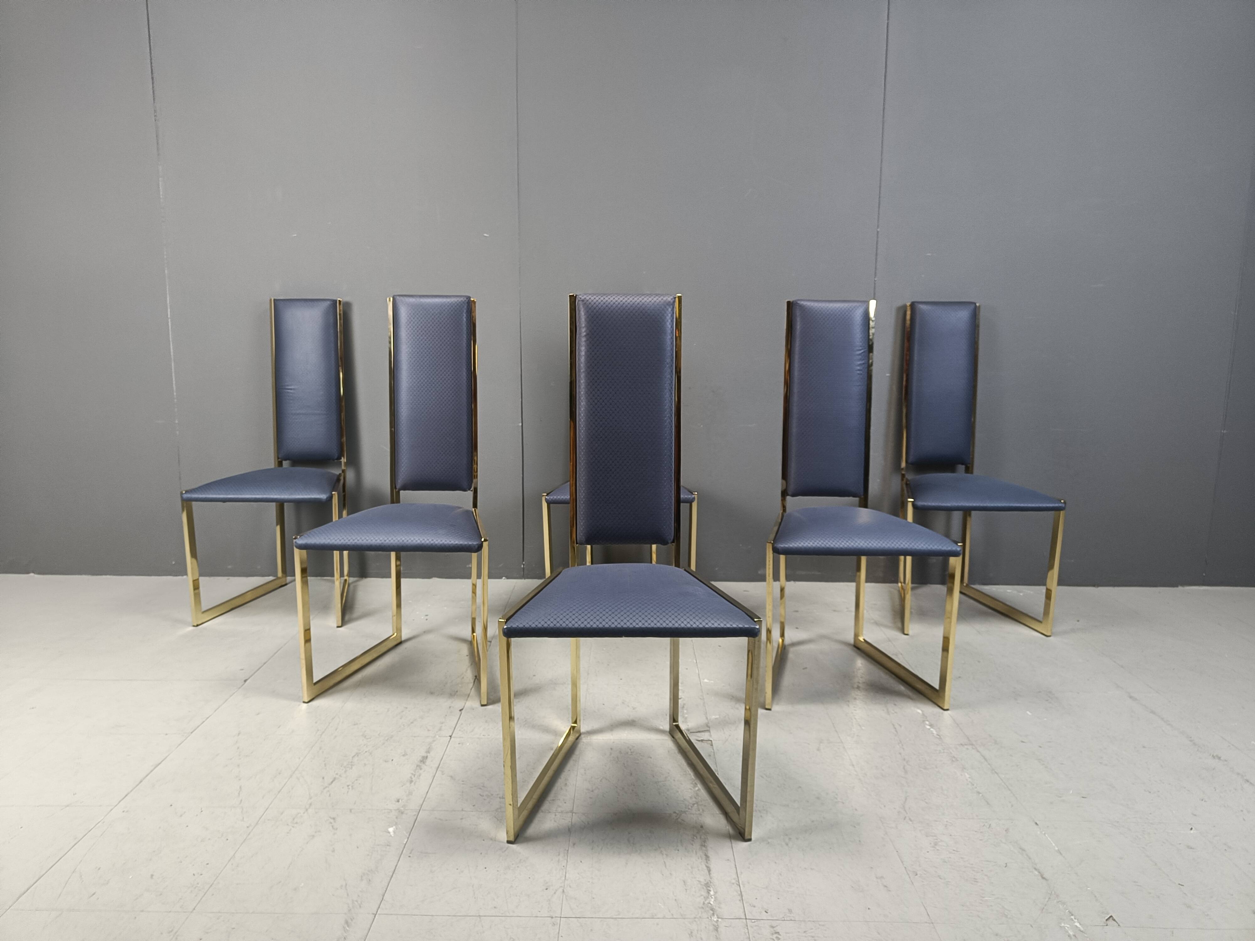 Vintage brass dining chairs set of  6 - 1970s