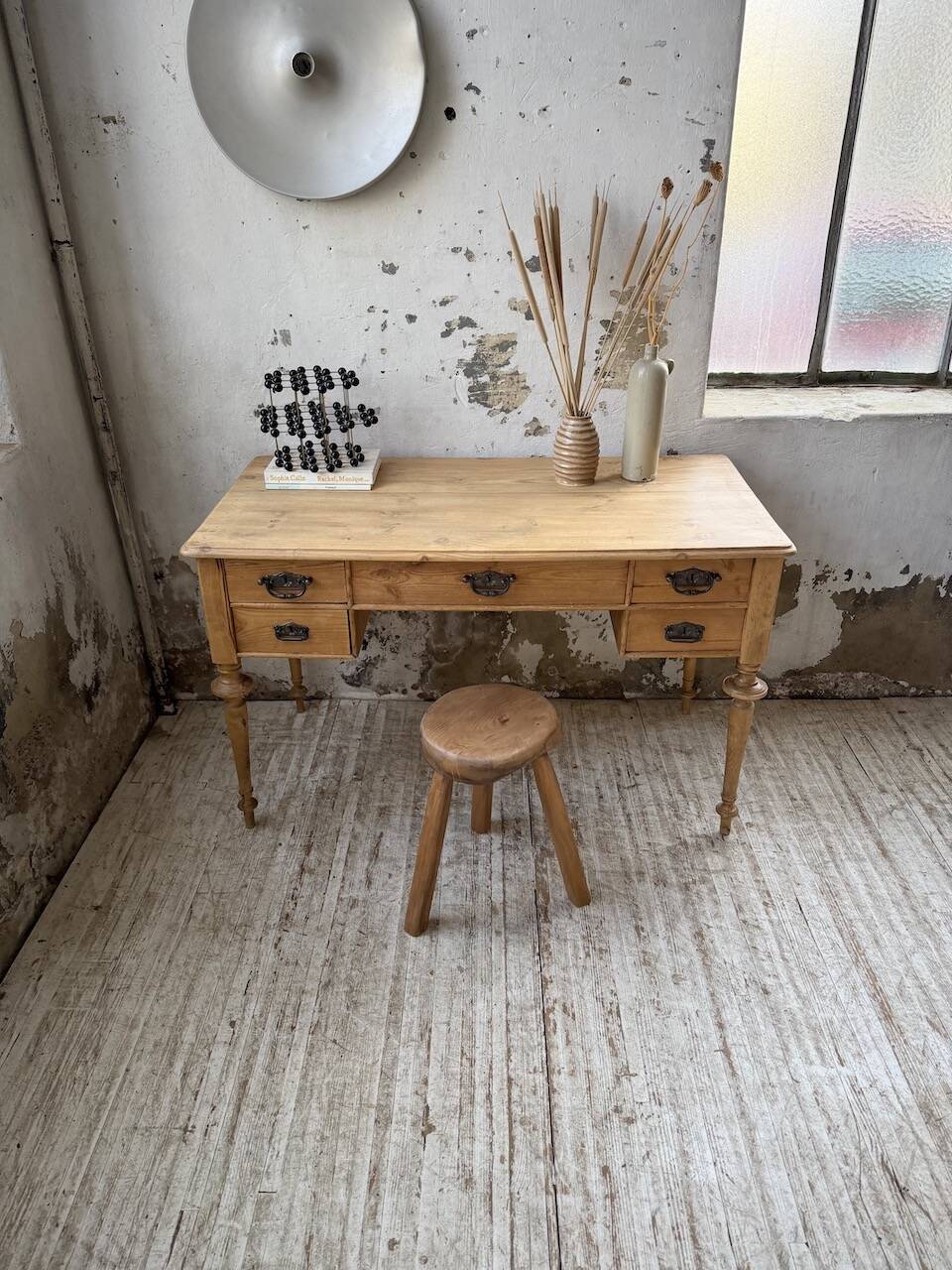 Blonde walnut desk and pine top 1900
