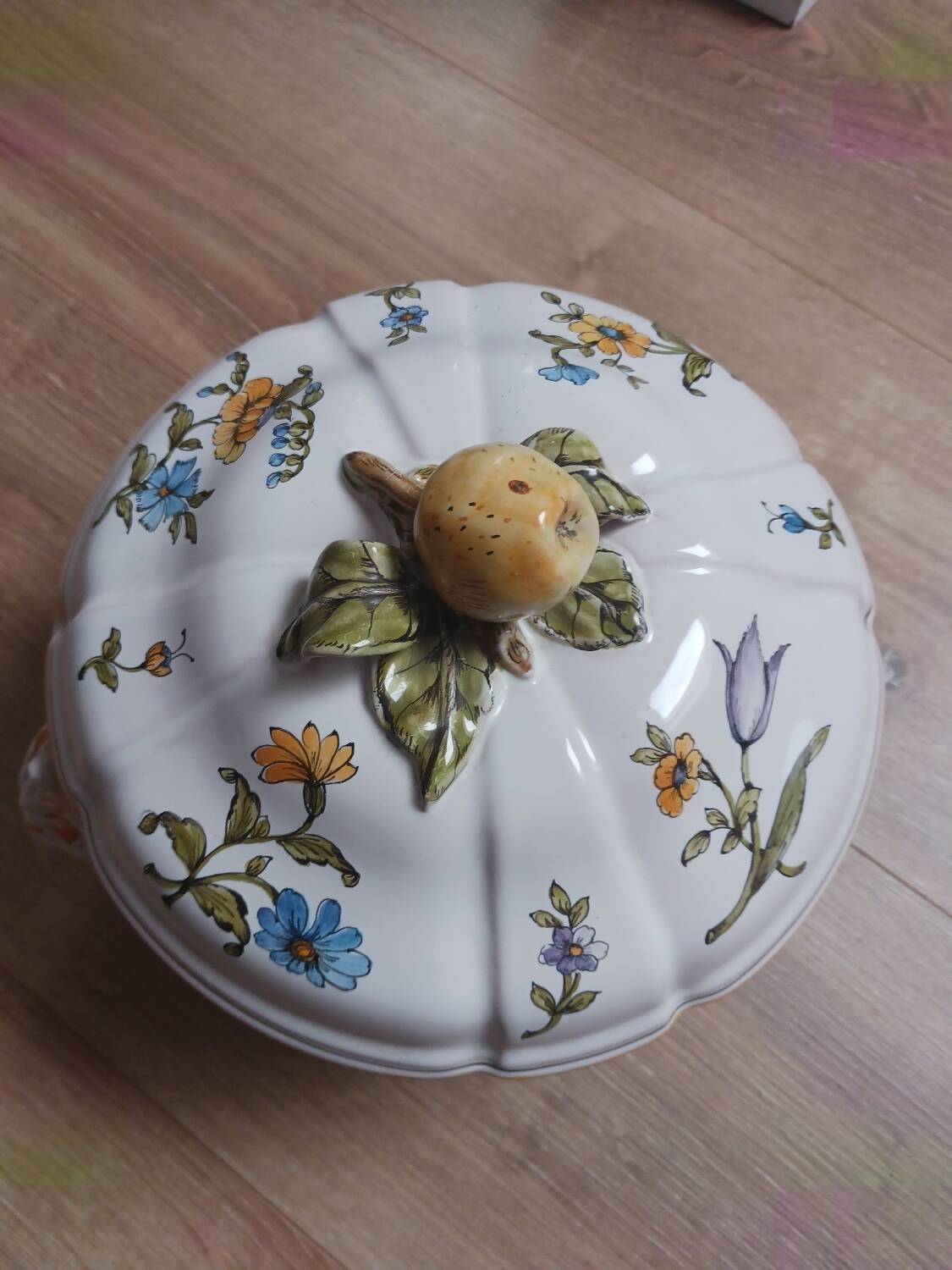 Hand-decorated ceramic soup tureen