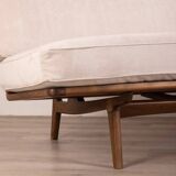 Canapé vintage des années 60 en bois de teck et tissu design danois