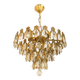 Vintage chandelier in gilded brass with crystal pendants.