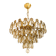 Vintage chandelier in gilded brass with crystal pendants.