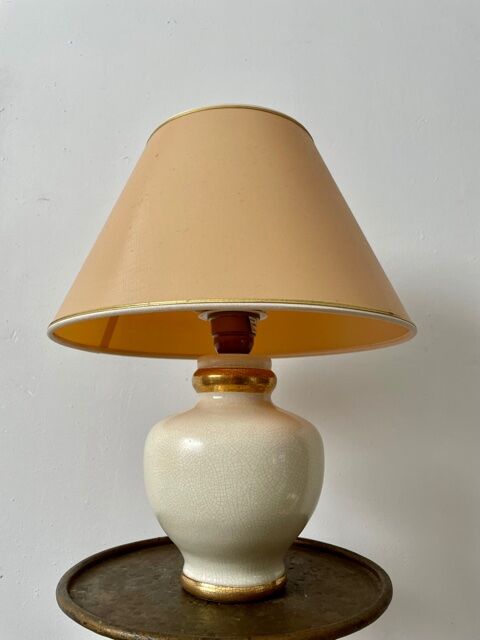 Lamp The Dolphin ceramic cracked white and gold 1970