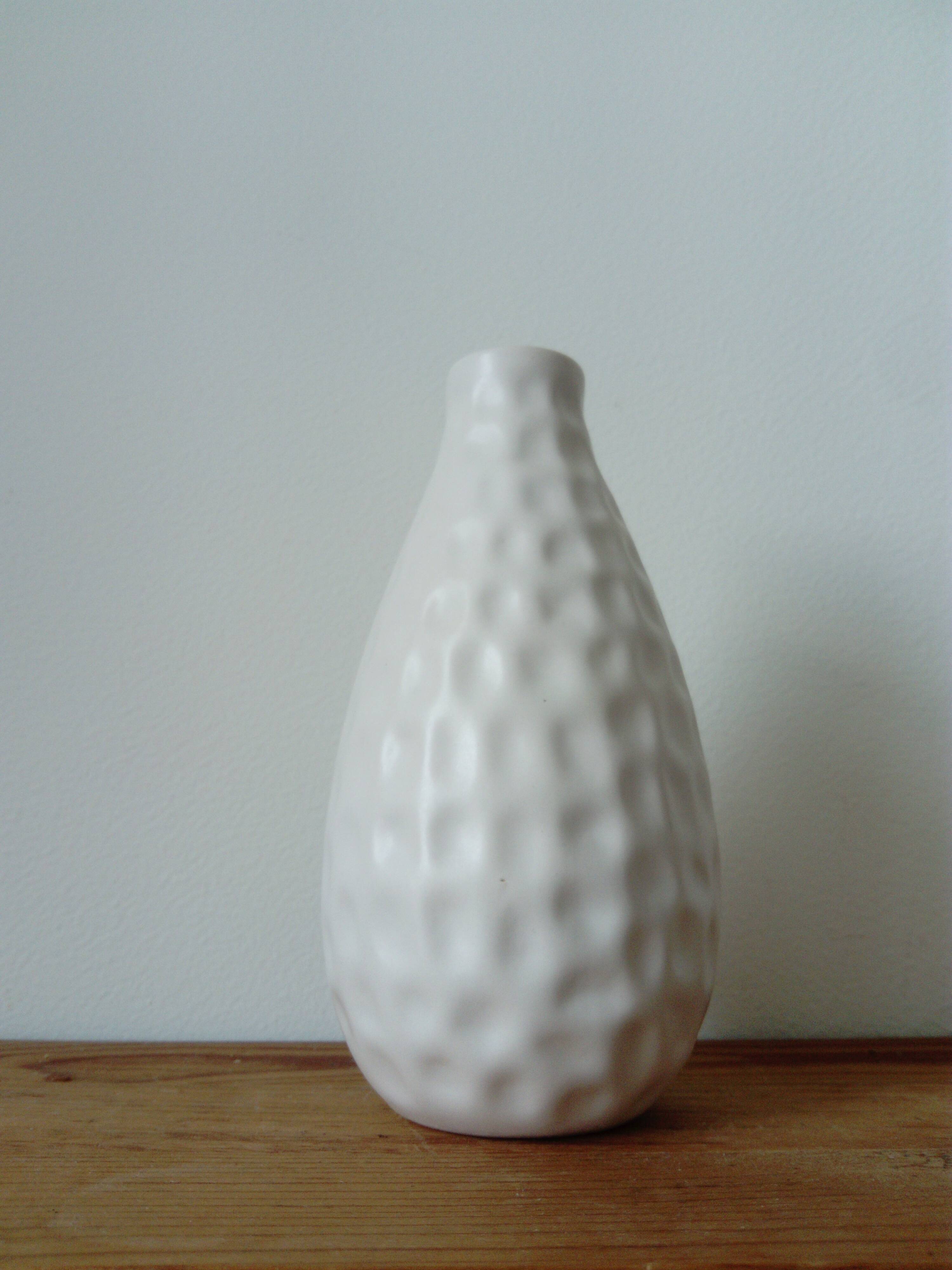small white honeycomb ceramic vase