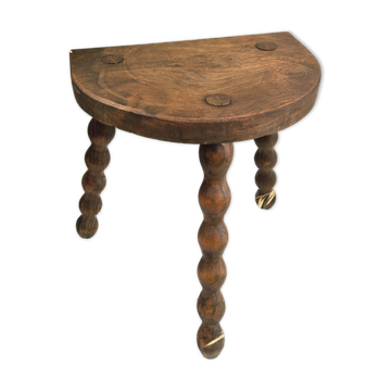 Tabouret tripode vintage demi cercle chevet