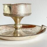 VINTAGE Glass and Silver Metal CANDLE HOLDERS