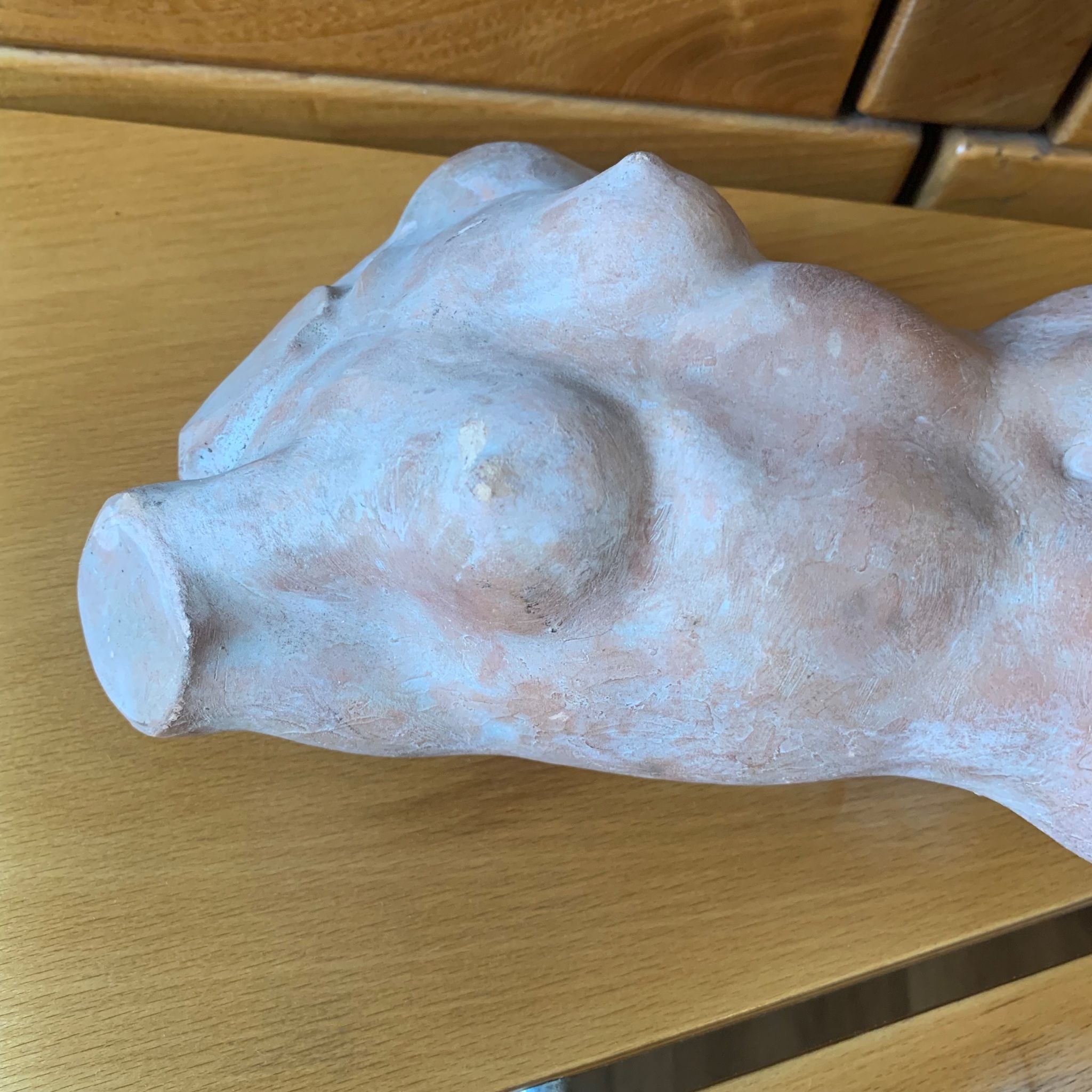 Female nude sculpture in terracotta signed Jean Portal.