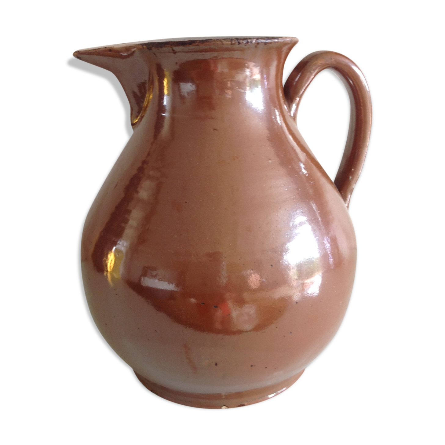 Pitcher brown glazed ceramic ball 60/70 years
