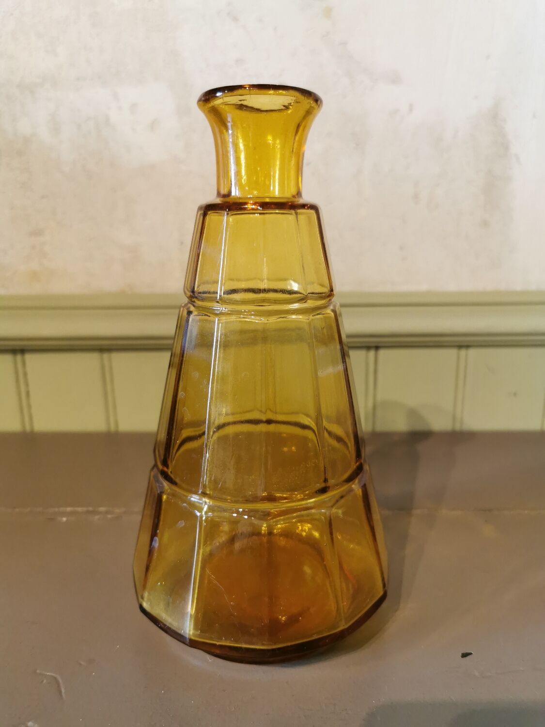 Art deco glass carafe in yellow